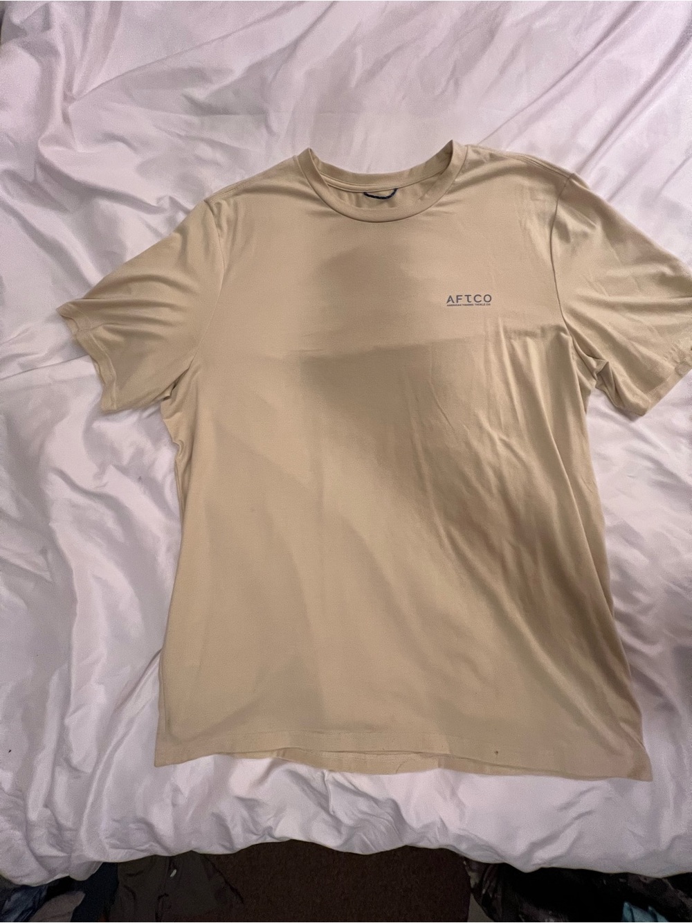 AFTCO Men's Short-Sleeve Crew Tee in Beige